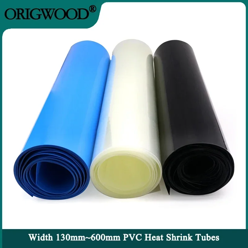 Pacote do tubo do psiquiatra do calor do PVC, filme isolado, caso do lítio, luva do cabo, envoltório do psiquiatra, 1 m, 5m, envoltório da bateria 18650, largura 130mm a 600mm