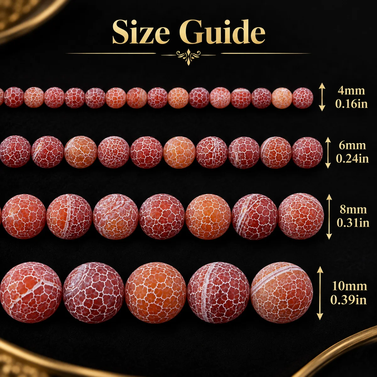 18-45Pcs 4-10mm Round Red Weathered Agate Loose Beads for Making DIY Bracelets Necklaces Keychains Various Jewelry Accessories