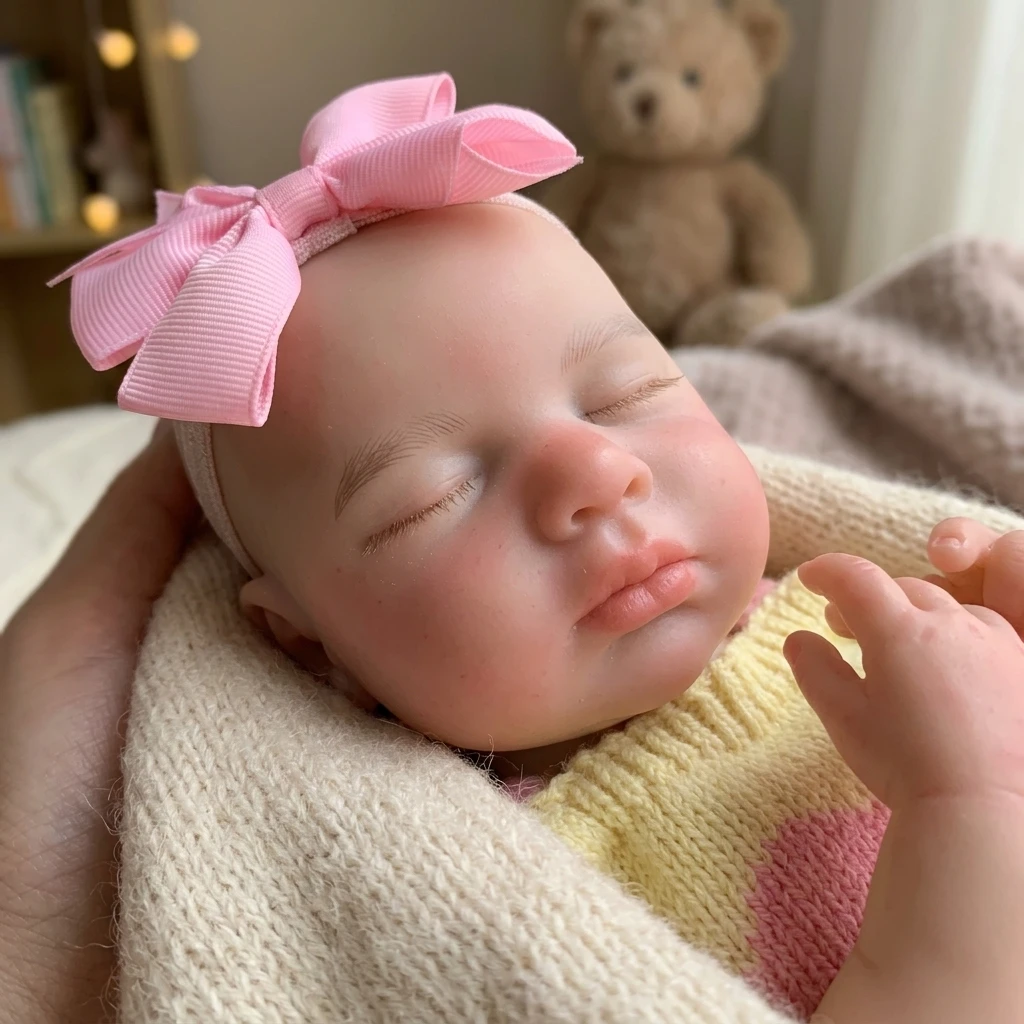 13 Inch Handmade Bebe Newborn Baby Doll Toy bebe reborn de silicona Lovely Sleeping Loulou with Soft Touch
