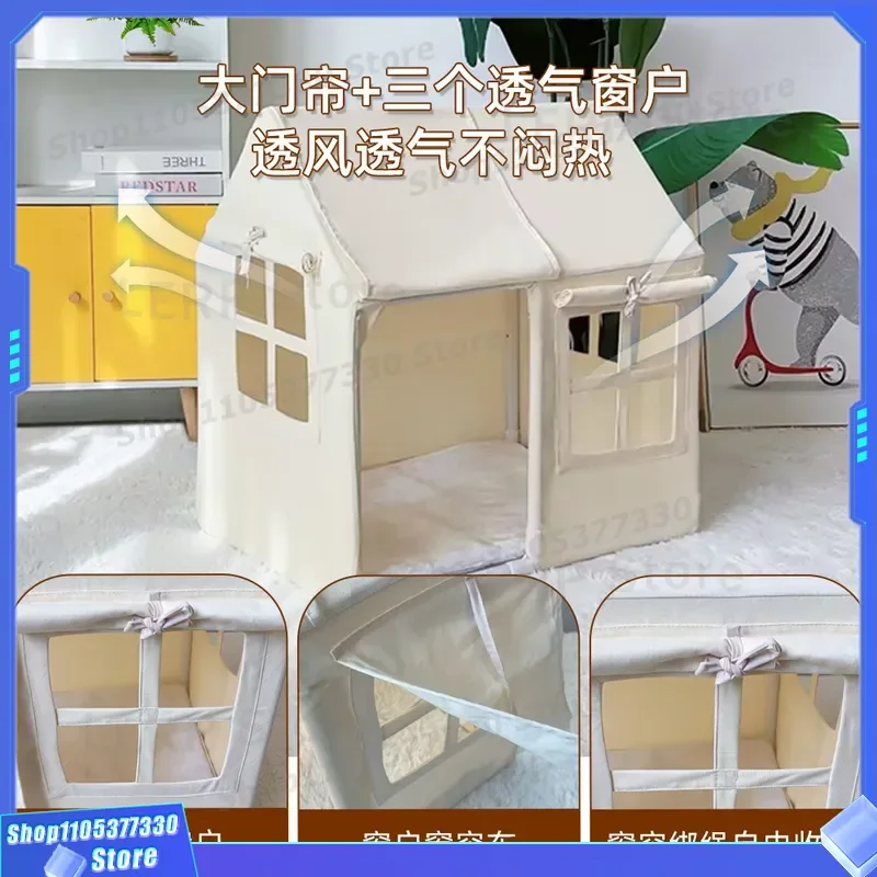 Universal Canvas Pet Tent Removable House Type Cat Nest All Seasons Teddy Bear Puppy Bed Soft Indoor Dog Kennel Cage