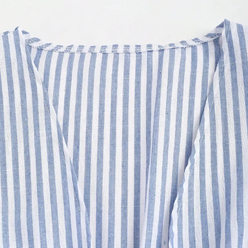 

Moroder 2026 Autumn New European And American Style Striped Shirt Long Sleeve Sash Blouse Cardigan