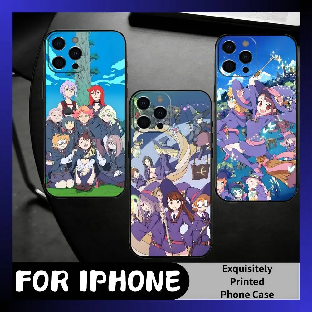 Little W-Witch A-Academia Anime Phone Case For iPhone17,16,15,14,13,12 Plus,Max Soft Silicone Black Cover
