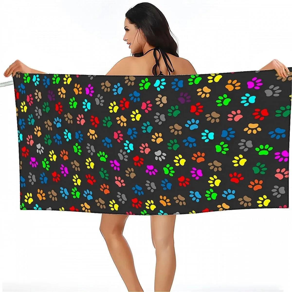 

Dog footprints pattern Beach Towel for Family stuffs friends Gifts Quick-Dry Sand free For Bath Yoga Beach Camping Swimming GYM