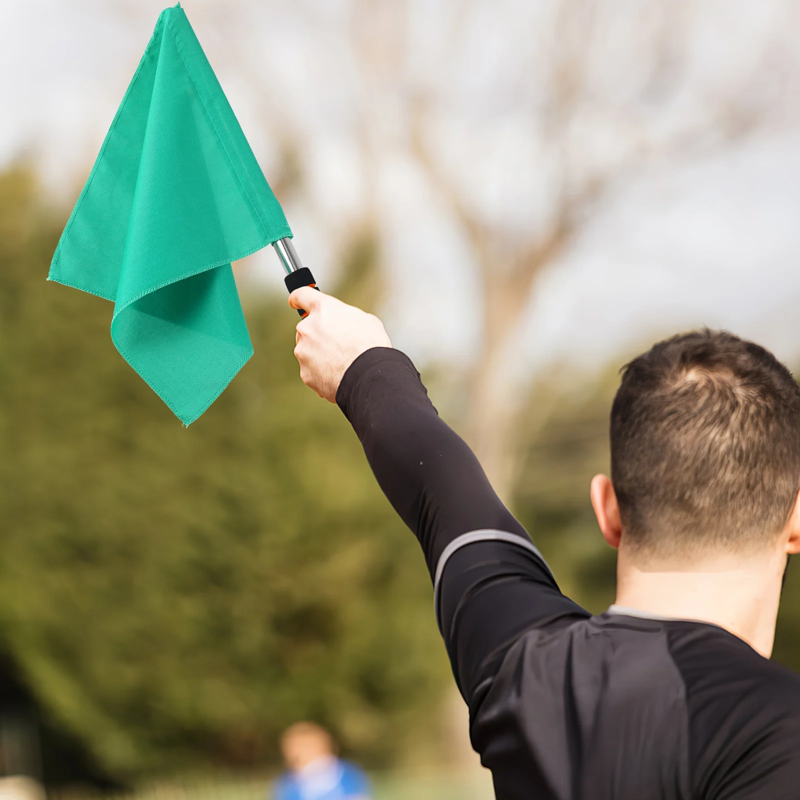 4pcs Referee Flags Stainless Steel Pole Hand Signal Equipment For Soccer Volleyball Rugby Linesman Competition