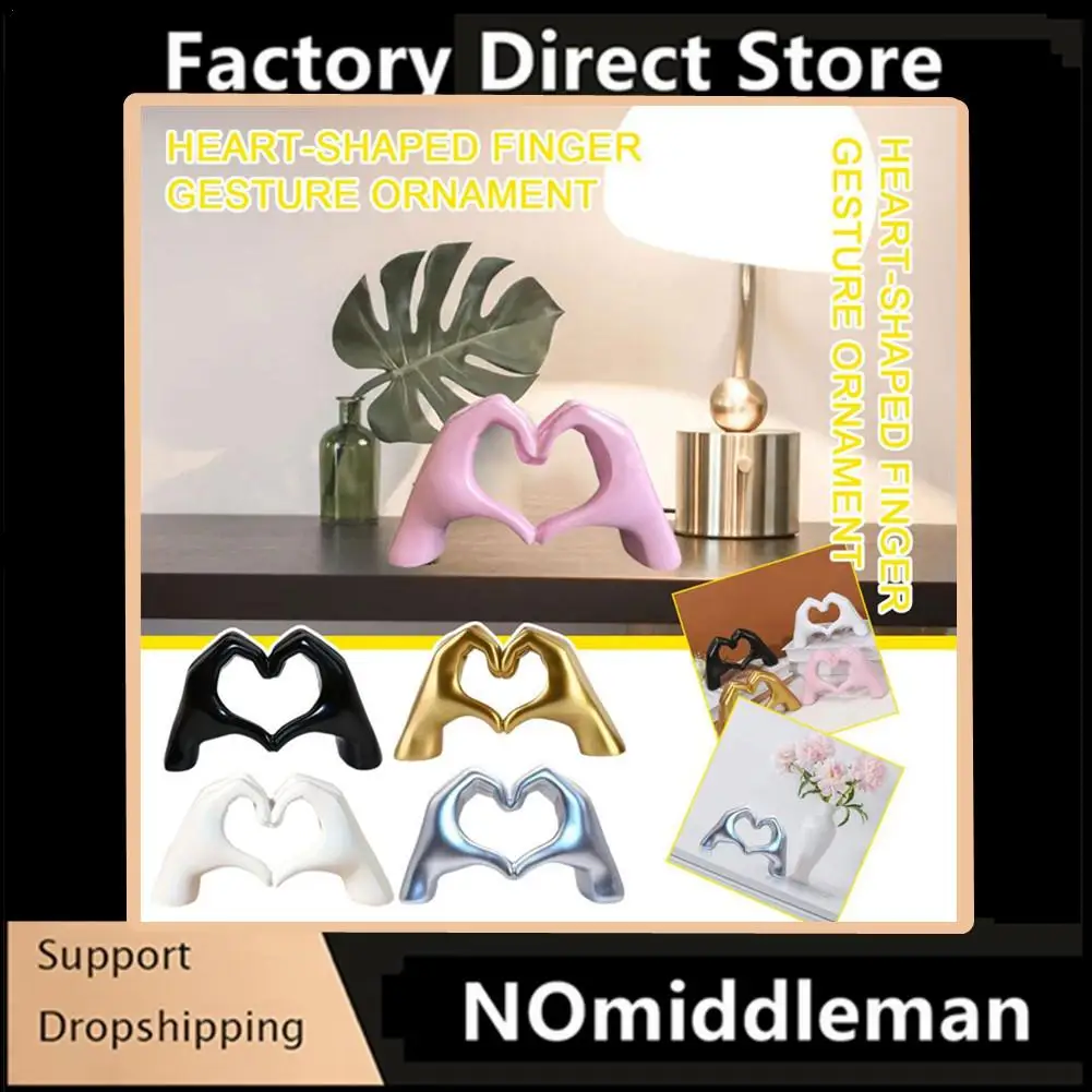

1pc Gesture Decoration, Heart Finger Statue Modern Art Sculpture Personalized Home Decor Valentine's Day Gift Girl Gift