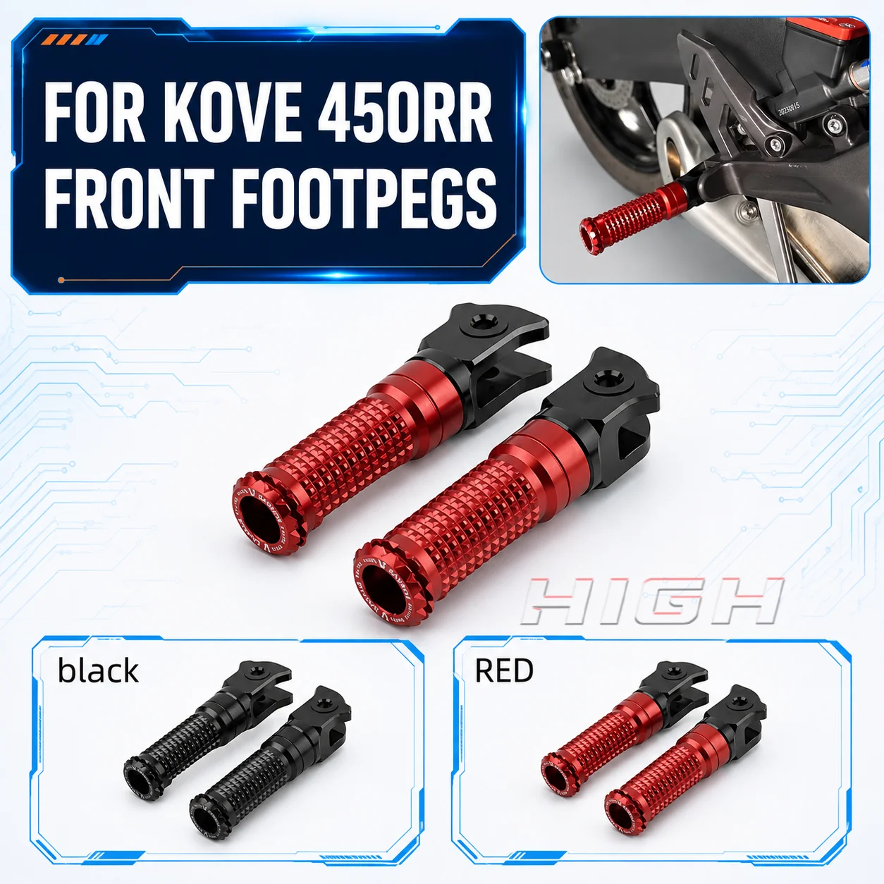 FIT FOR KOVE 450RR RR 450 Front Non‑Slip Footrest  Anti‑Slip Foot Peg Pedal