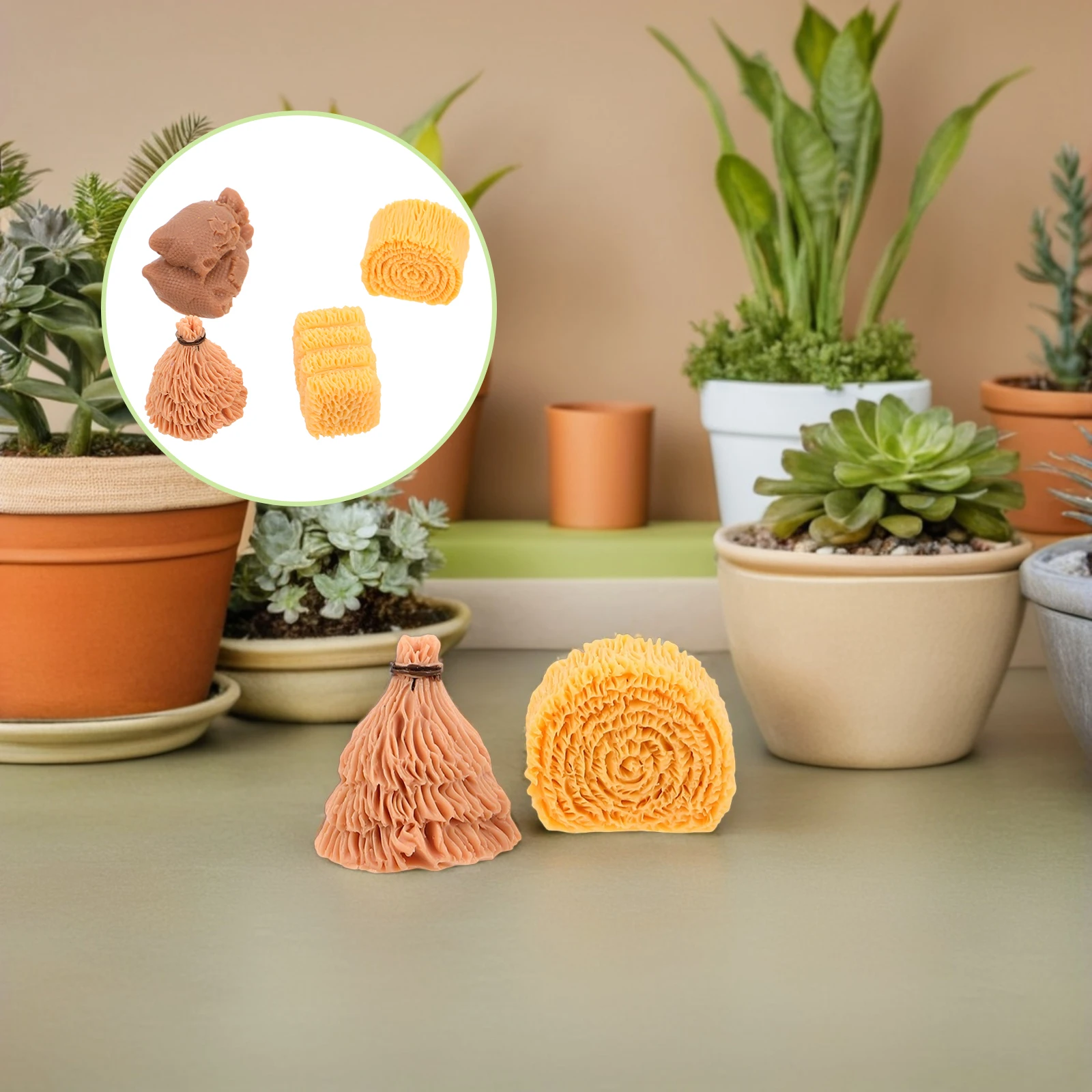 40 Pcs Simulated Farm Haystack Fake DIY Accessories Decorations Dollhouse Straw for Crafts Resin