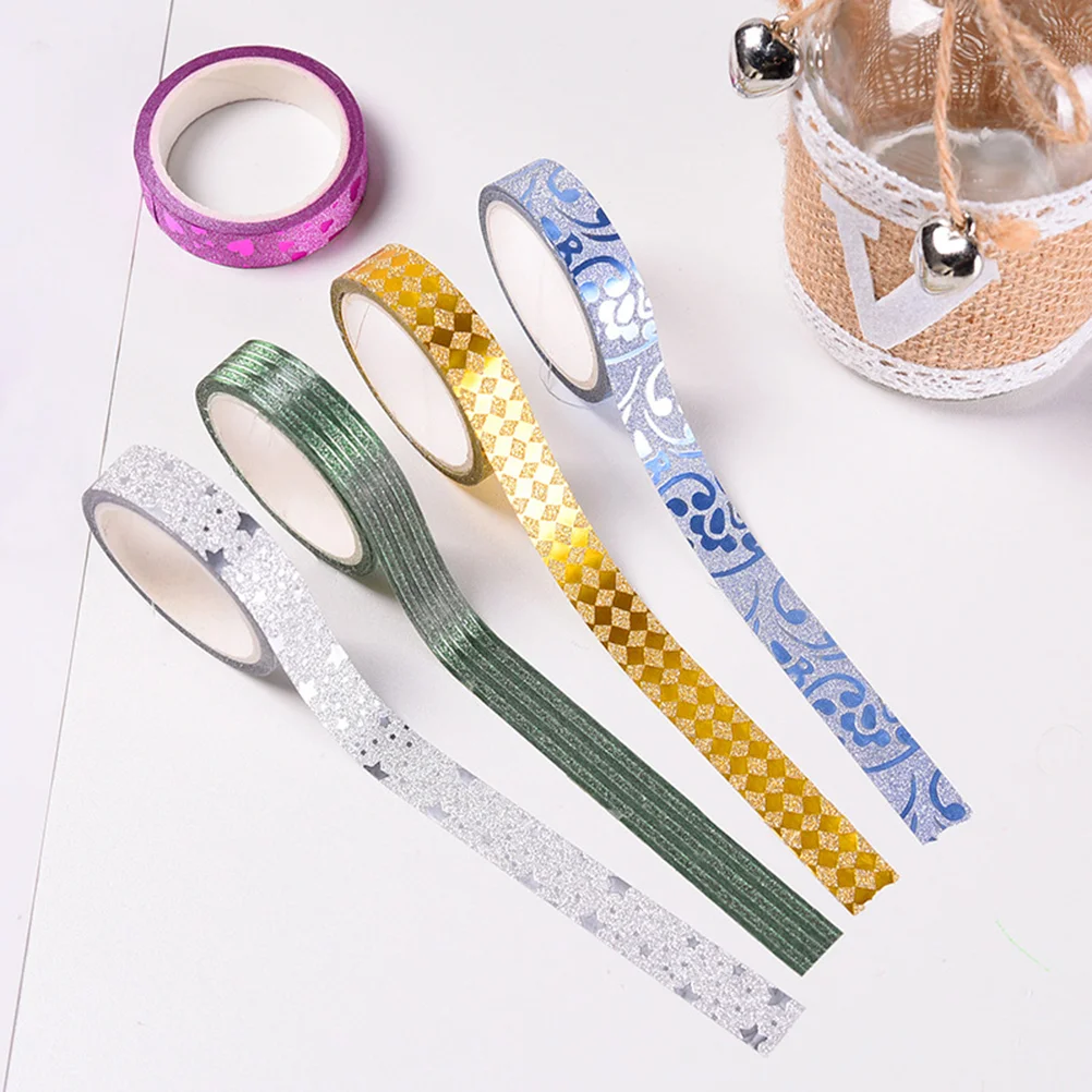 

9pcs Glitter Washi Tape Set Decorative Tape for and Crafts Scrapbook DIY Gift Wrapping Party Supplies (Random Pattern)