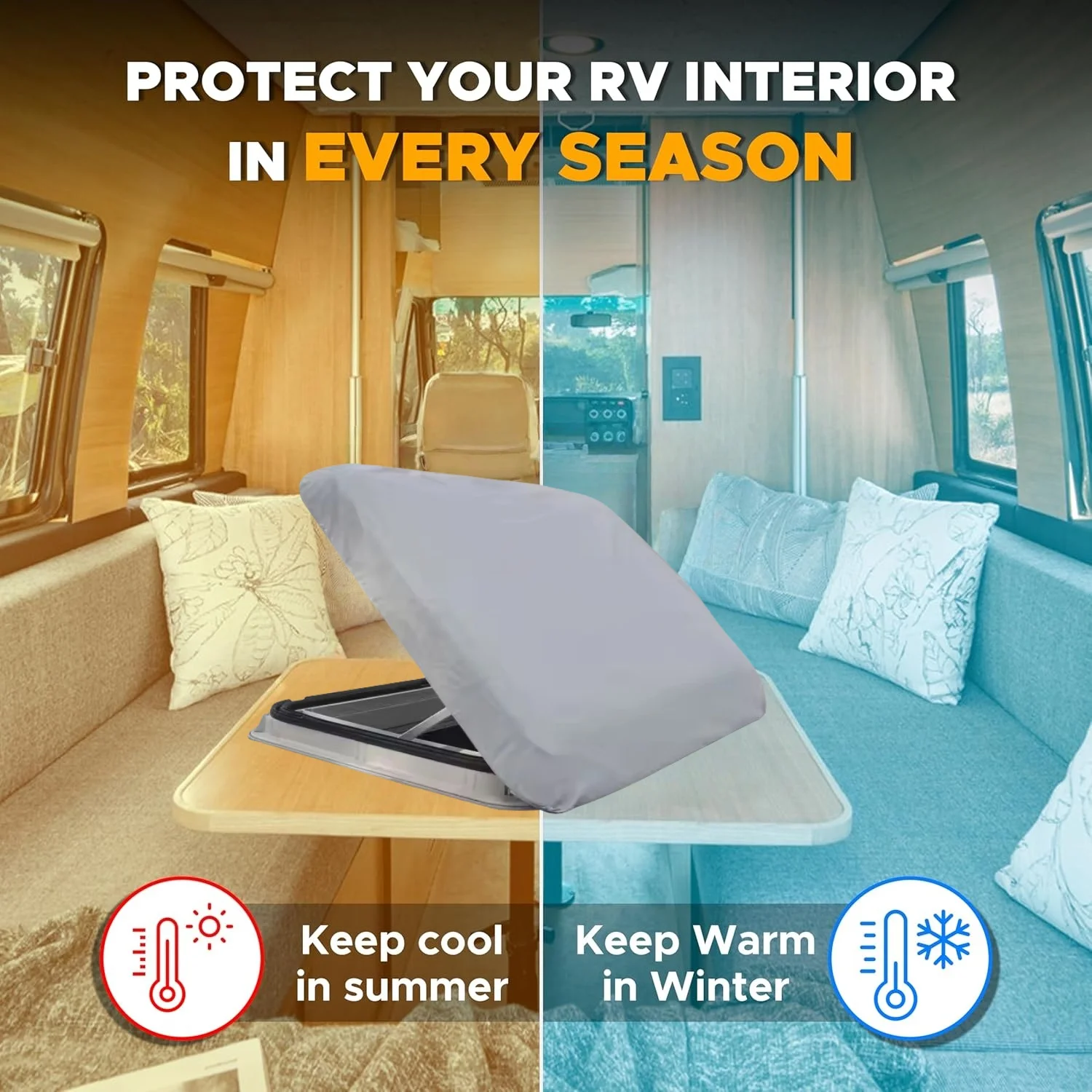 42cm RV Skylight Insulator Cover 600D Oxford Roof Vent Window Sunshades Waterproof Sky Light Cover For Motorhome Caravan