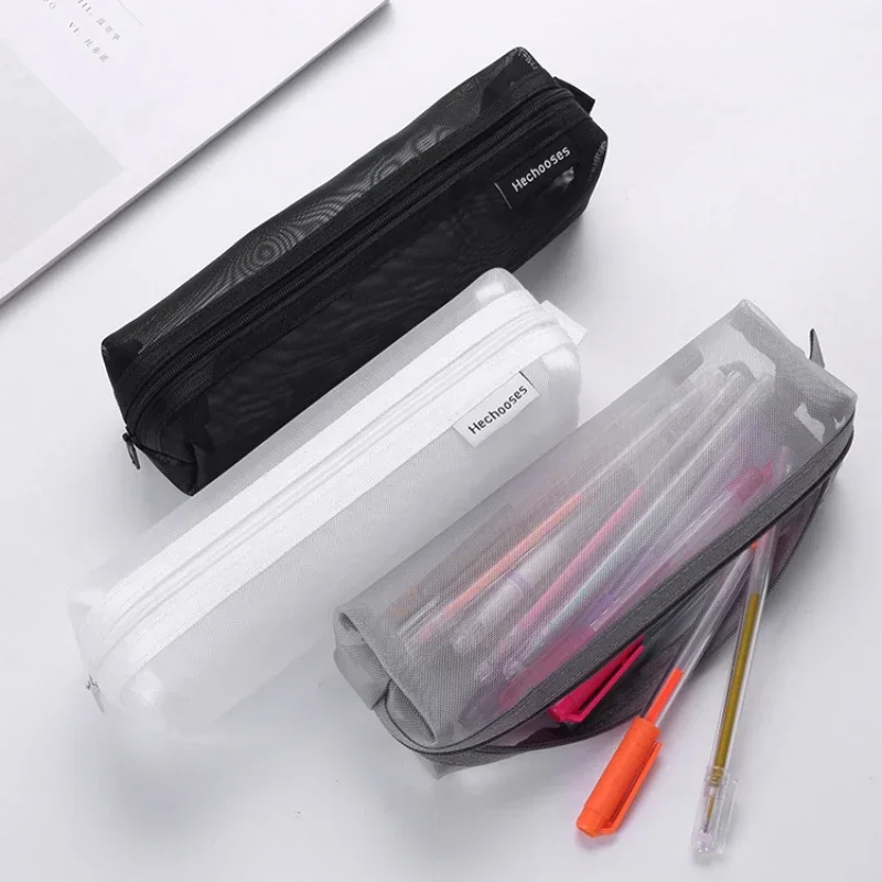 Rectangle Three-dimensional Large Capacity Storage Bags Mesh Nylon Brushes Lipstick Makeup Organizer Bags Stationery Pens Bags