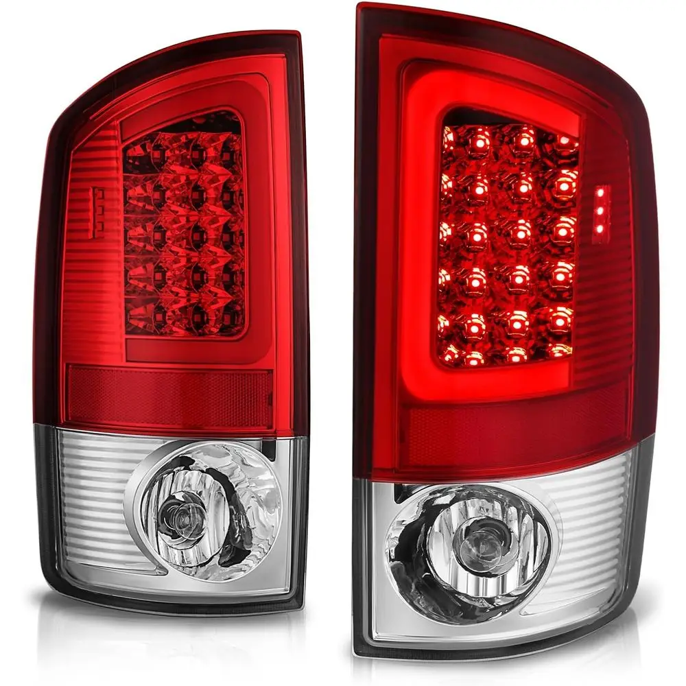 LED Tail Light Compatible with 2002-2006 Dodge Ram 1500 2500 3500, Reverse Brake Lamp with LED C-Tube Bar, Driver and Passenger