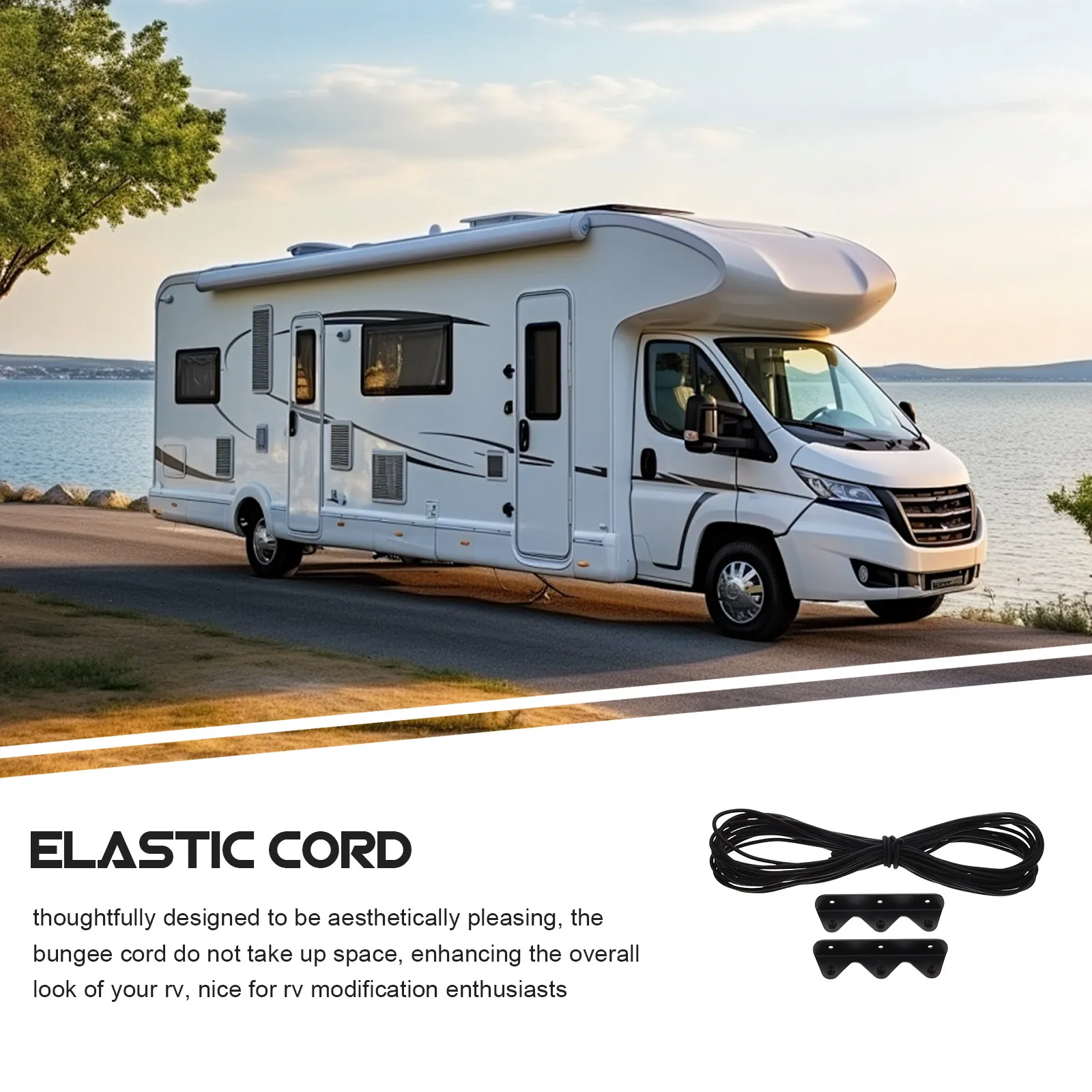 1Set Rv Accessories Anti Falling Guard Straps Elastic Shelf Safety Rope Bracket for Camper Trailer Motorhome Interior Storage