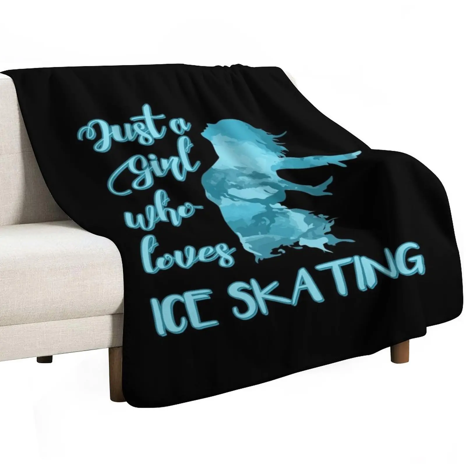 Just a Girl who Loves Ice Skating Figure Skater Throw Blanket Lightweight Cozy Blanket for Bed Sofa