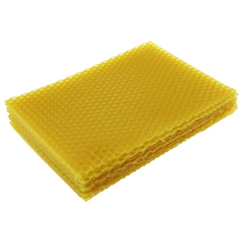 Beeswax Sheets Set Kit Natural Beeswax Sheets Set Kit Beeswax Honeycomb Sheets Wax For Beekeeping Equipment (13.3 X 9Cm) 10PCS