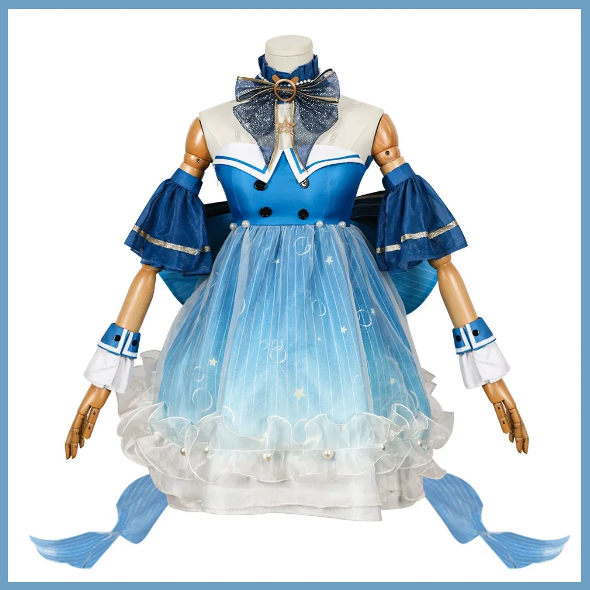 Game Infinity Nikki Cosplay Costume Anime Wig Blue Bubbles Skirt Off Shoulder Princess Dress Woman Cute Halloween Carnival Suit view 3