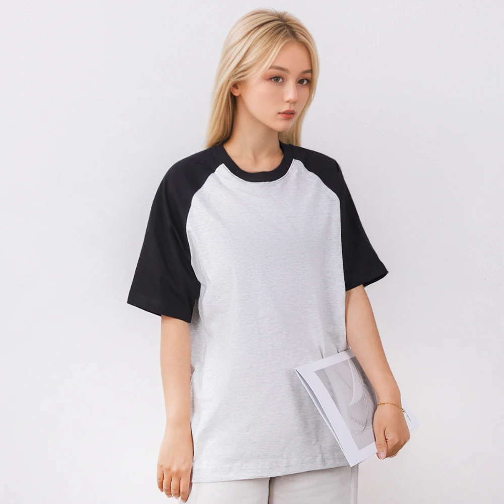 الرجال والنساء الأزواج المرقعة تي شيرت الكورية التباين اللون س الرقبة نصف كم المتضخم بلايز عادية كل مباراة تيز الشارع الشهير #3