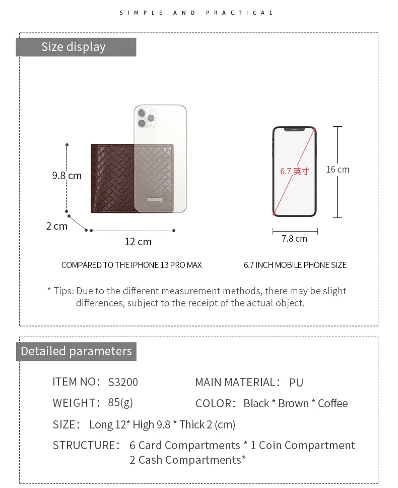 محفظة رجالية كاجوال محبوكة قصيرة ذات سعة كبيرة وفتحة عملة عتيقة وحامل بطاقات للعملات المعدنية بتصميم إبداعي من الجلد العصري