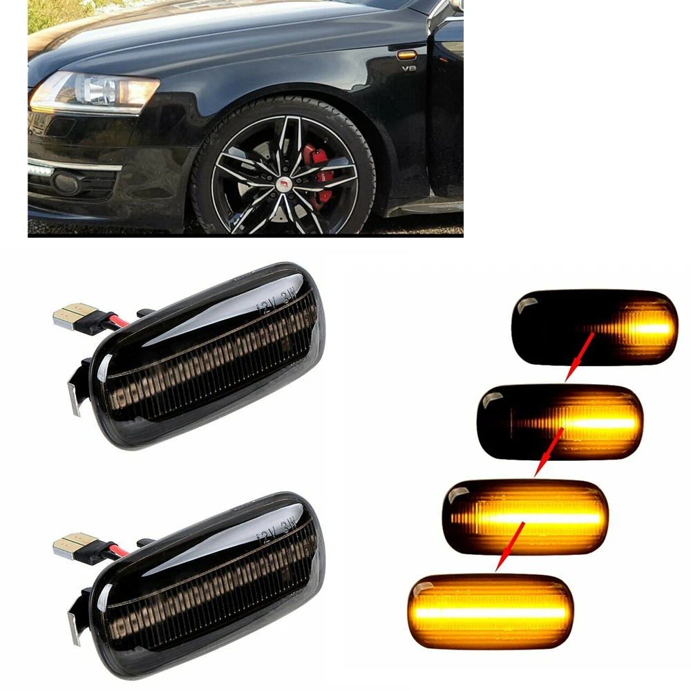 

Fender Indicator Lamp Bulb Car Body Sidelight LED Dynamic Side Marker Turn For Audi A3 S3 8P A4 S4 RS4 A6 S6 2000-2011