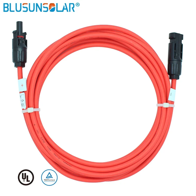 1 Pcs/1-5 Meter Zwart/Rood Power Solar Verlengkabel 4.0mm 2/12AWG Met Solar dc Connector Gebruikt In Pv Panel System