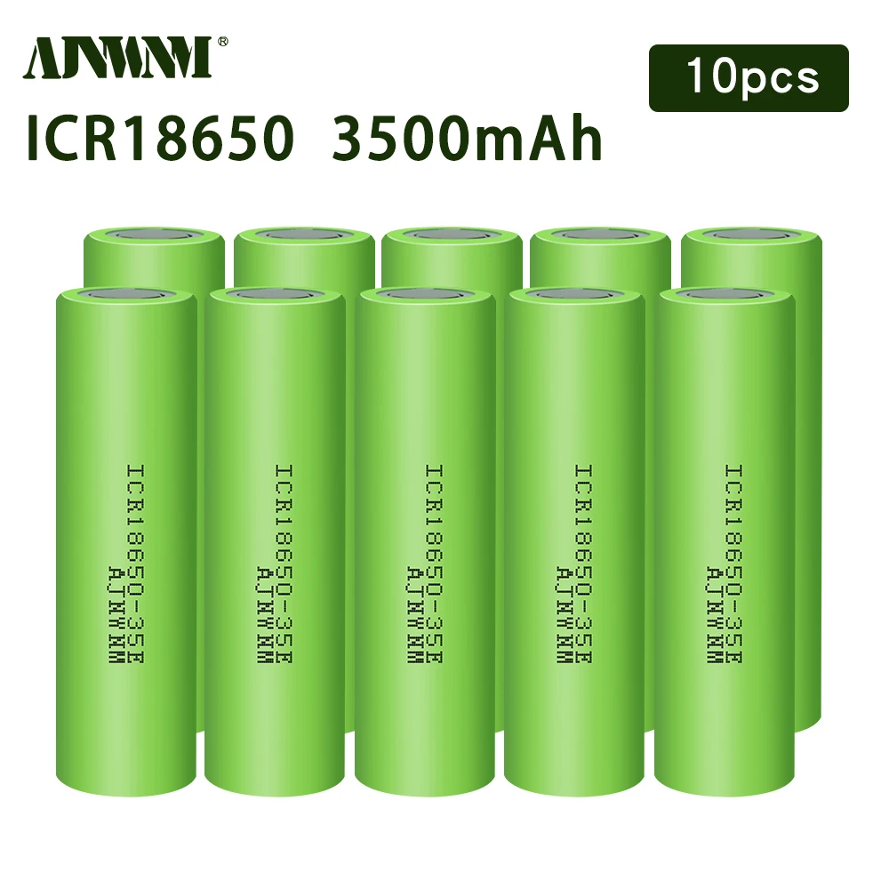 

AJNWNM 100% New ICR18650 3500mAh Rechargeable battery 18650 3.6V discharge 15A Power batteries