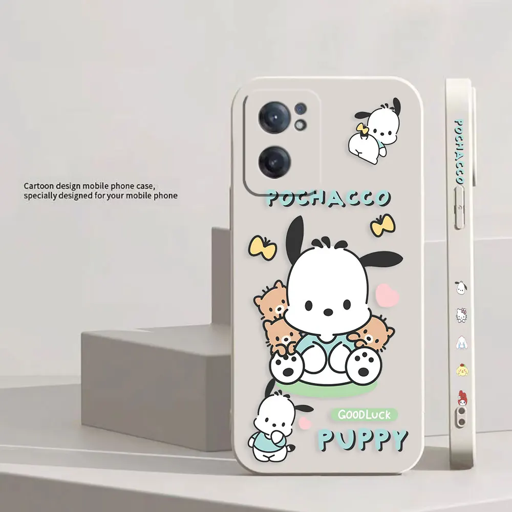 Cute Pochacco Cinnamoroll Phone Case For Oneplus 9 9R 8 8T 7 7T 6 ACE 2V NORD 2 3 Lite Pro Colour Liquid Case Funda Shell Capa