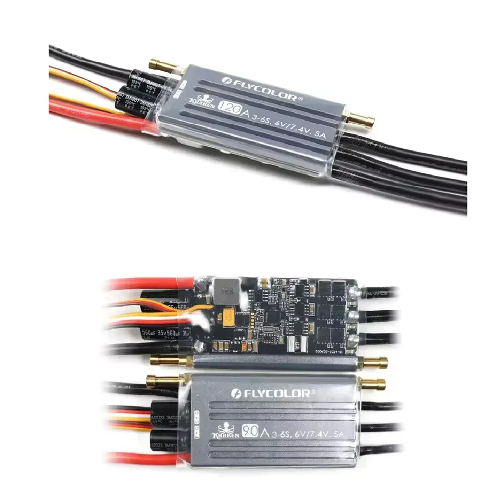 FLYCOLOR KRAKEN Boat ESC – 40/60/90/120/150/180A, Waterproof, 3-6S, 6V/7.4V Dual BEC, 32-bit for RC Boats