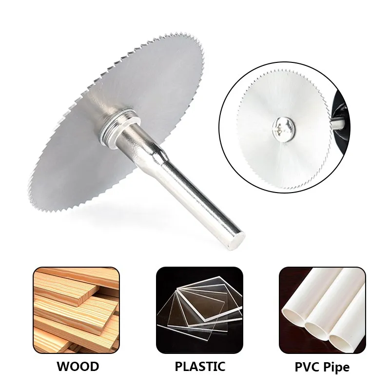 Mini circular viu a lâmina 60mm com 6mm mandril hss disco de corte acessórios da ferramenta giratória para plástico de madeira e alumínio