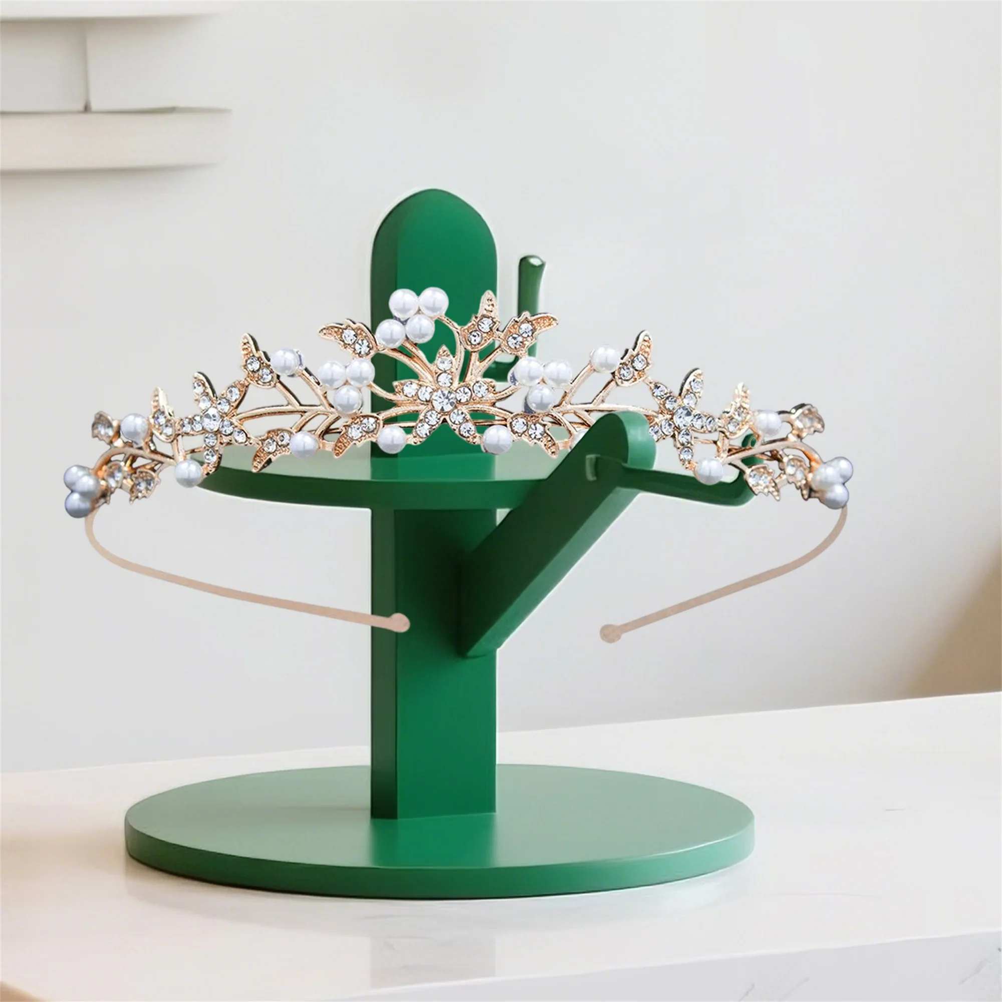 

Элегантный свадебный головной убор со стразами и жемчужными акцентами для свадебной церемонии, аксессуары для волос для выпускного вечера и выступления на сцене