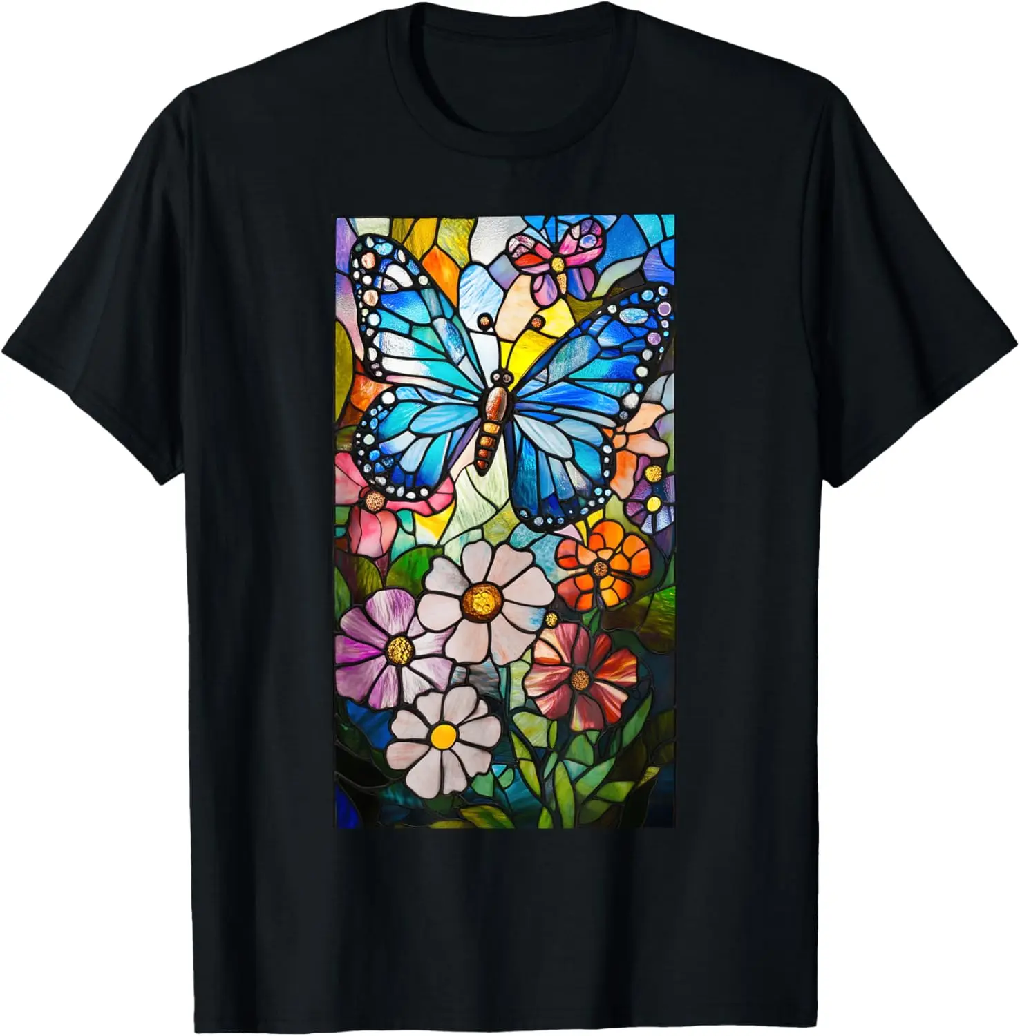 Stained Glass Butterfly Stained glass art Colors T-Shirt