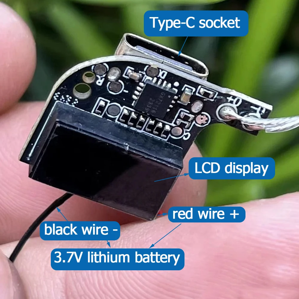 Type-C socket charger module for 3.7V lithium battery with LCD display