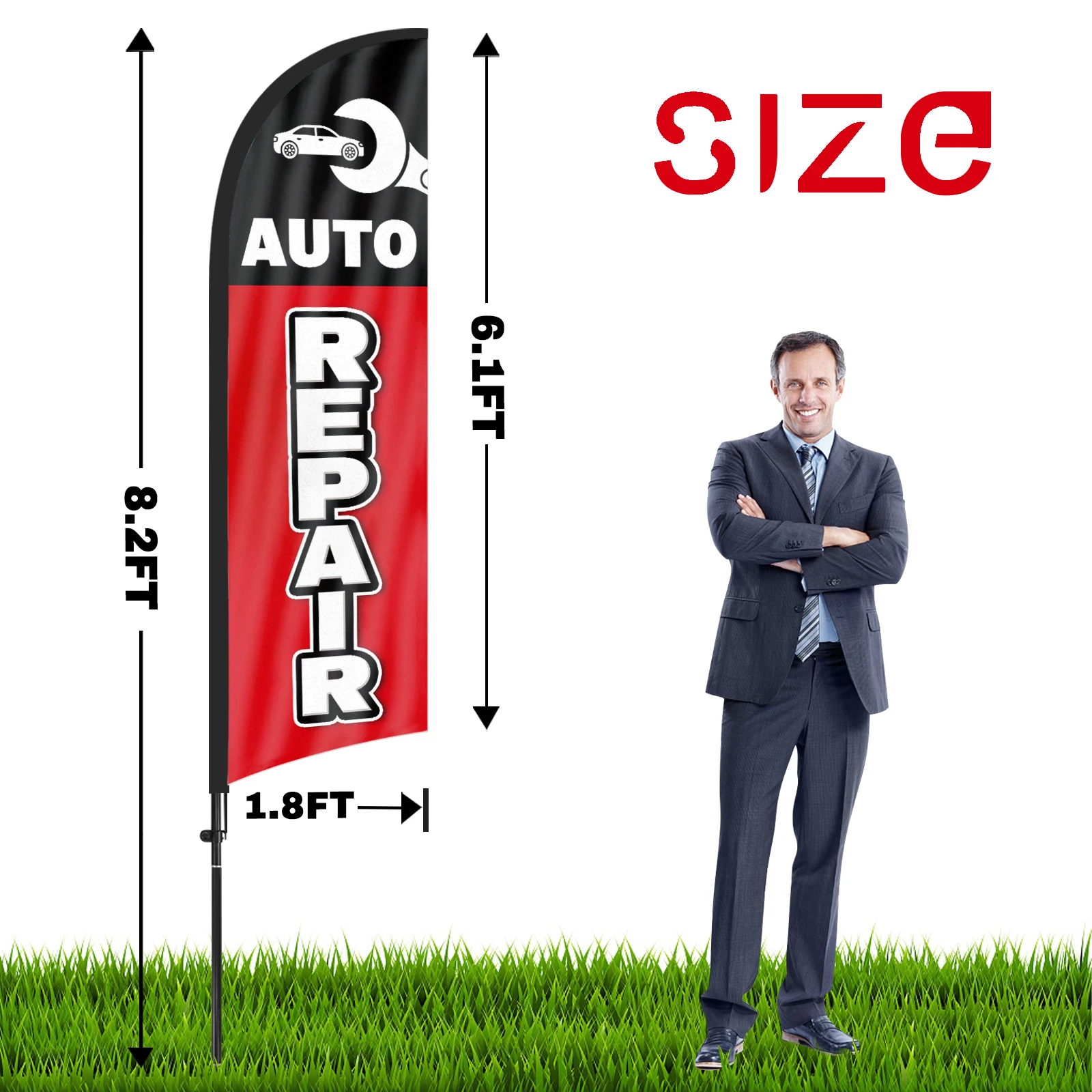 FSFLAG 1PCS 280CM The Repair Feather Flag with Flagpole Advertising Outdoor Banner Decoration for Businesse and Storefront