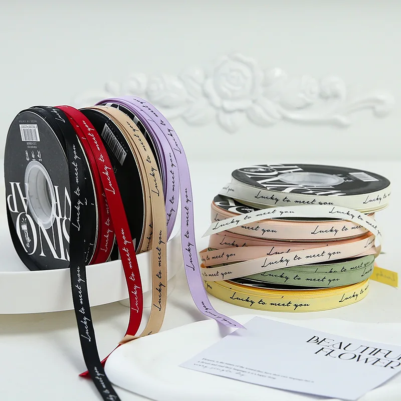Simple 10cm Wind Screw Ribbon Satin Ribbon Floral Packaging Belt for Flower Shops Creative Pattern Short Sleeve Women's T-shirt