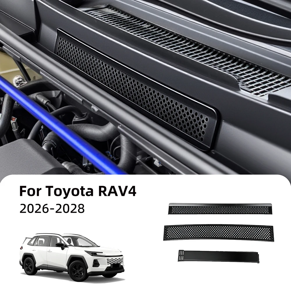 For Toyota RAV4 2026-2028  Hood Water Drain Channel Protector ABS Black Cover Trim Guard Engine Bay Protection Accessories