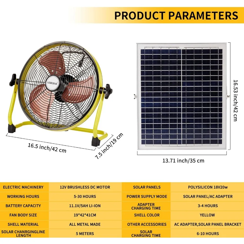 Ventilador Solar que funciona con pilas, ventilador portátil de doble uso para el hogar o al aire libre, batería que puede funcionar de 5 a 24 horas, diseño para acampar