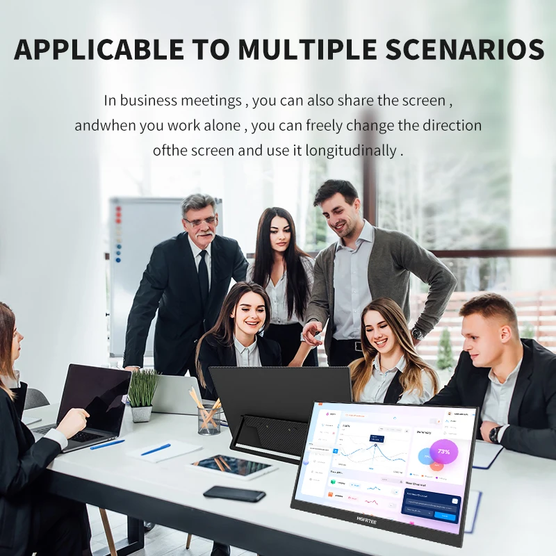 HGFRTEE 16Inch Portable Monitor ADS-IPS 16:10 RGB100% 300cd/m2 PC Game Extended display Laptop Second Screen With VESA & bracket