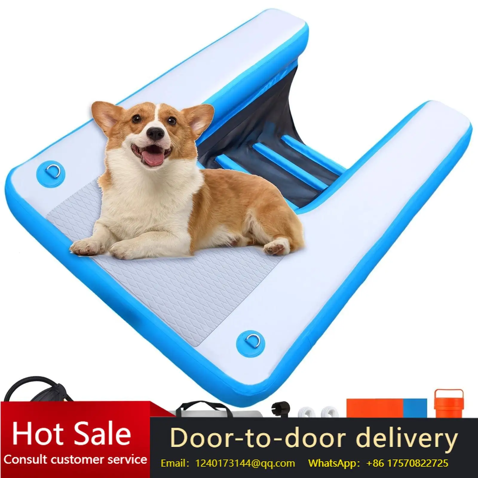Hot Selling Dog Pool Ramp Floating Pontoon Ladder Steps EVA Platform Inflatable Water Ramp for Lake Docks Dog Boat Ramps
