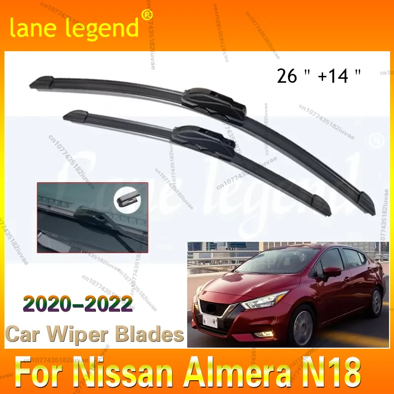 

For Nissan Almera N18 Versa Sunny 2020 2021 2022 Rubber Strip Refill Frameless Wiper Blades Front Window Car Replacement Parts