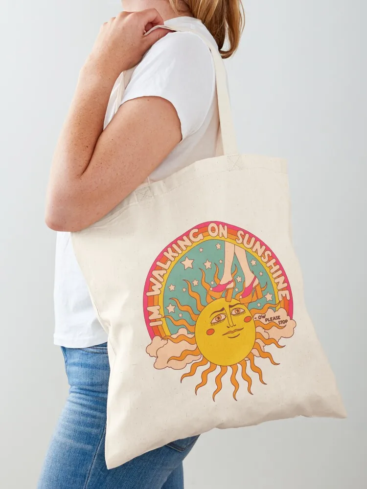 

Walking on sunshine Tote Bag tote bag woman shopping bag logo canvas tote Custom