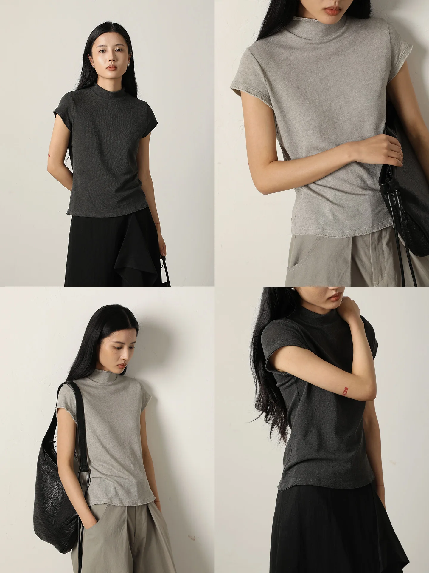 

Vimore Original Women's Short Sleeve T-Shirt Half High Collar Cuffed Soft Comfortable Cotton Summer Casual Fashion Design