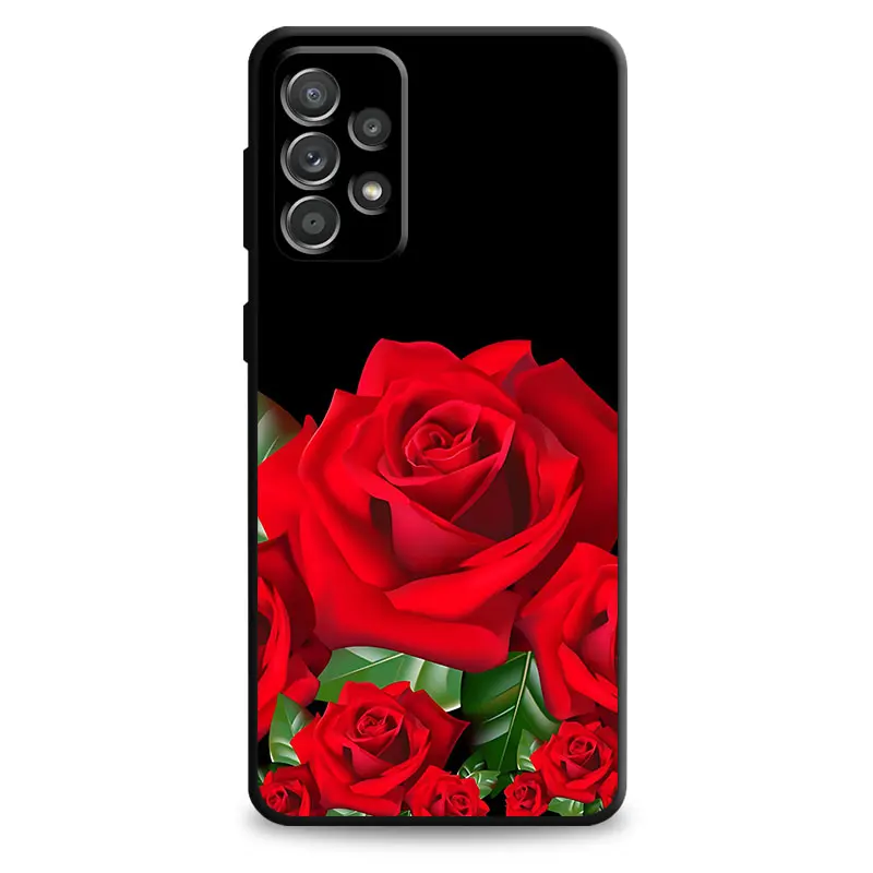 Bright Red Rose Flowers Case for Samsung Galaxy A11 A21s A52 A24 A12 A14 A34 A42 A32 A53 A23 A33 A72 A22 A54 A13 A73 TPU Cover