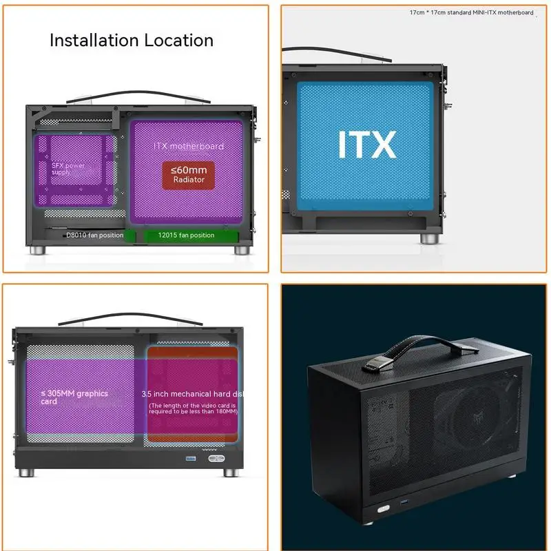 حافظة كمبيوتر صغيرة ITX حافظة كمبيوتر صغيرة ITXPC هيكل سميك ATX X79 X99 حامل اللوحة الأم