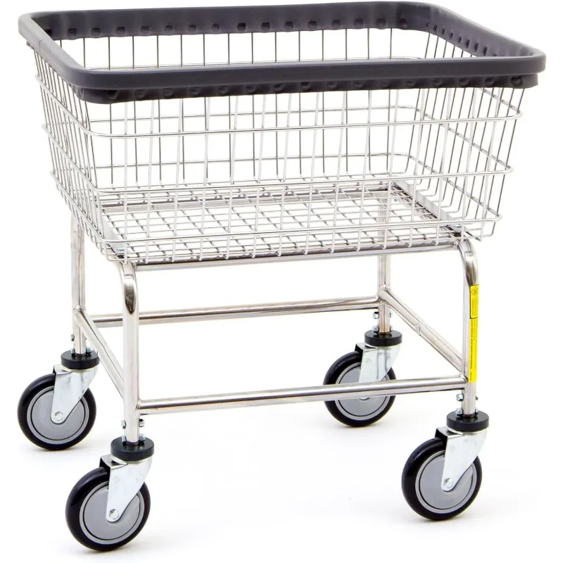 100E Heavy Duty Wire Laundry Cart | 2.5 Bushel | Steel Frame with Chrome Finish，Commercial Laundry Basket，Industrial Bumper