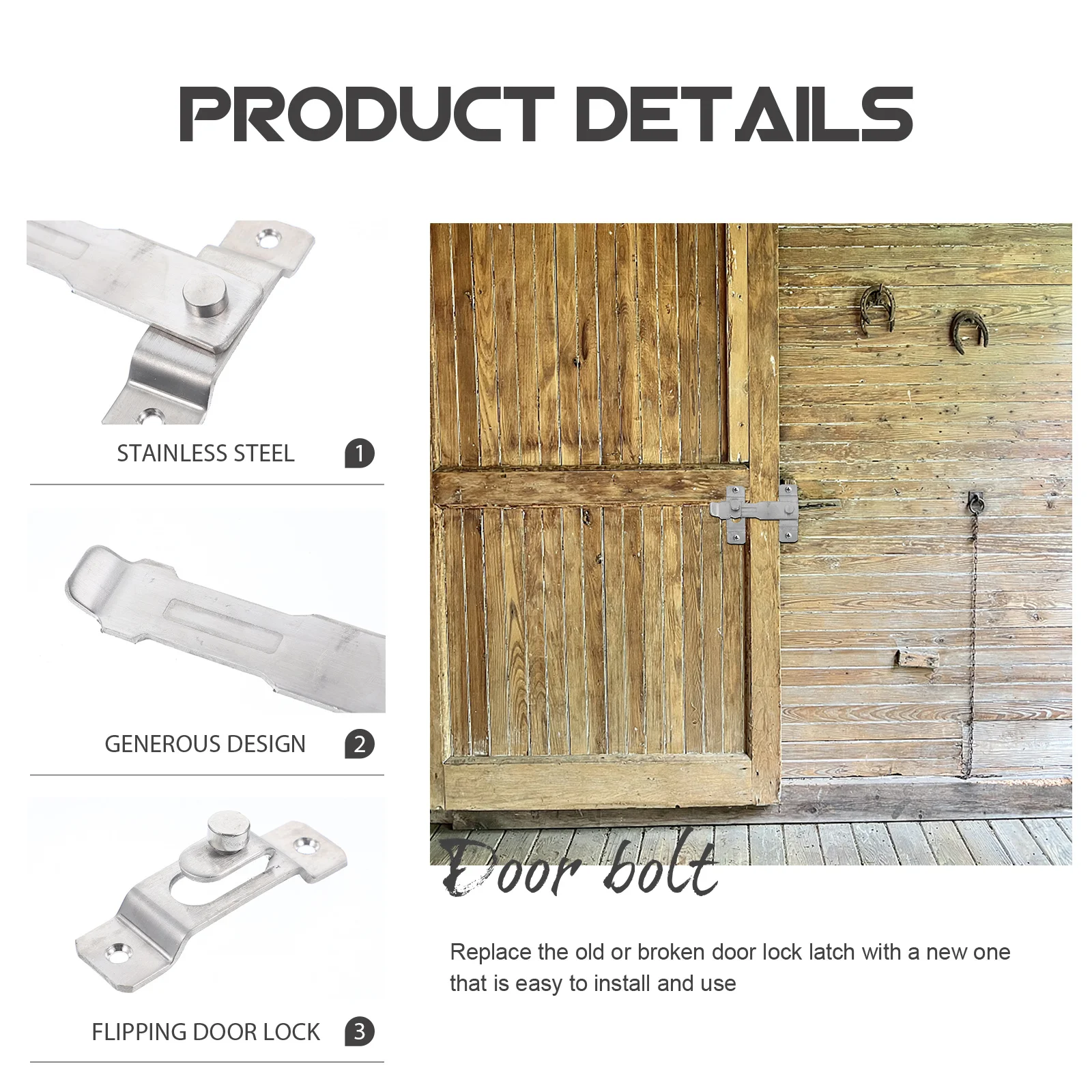 

Stainless Steel 90 Degree Door Latch Bolt Lock Right Angle for Doors Gates Cabinets Barn Door Gate Latches Safety Locks