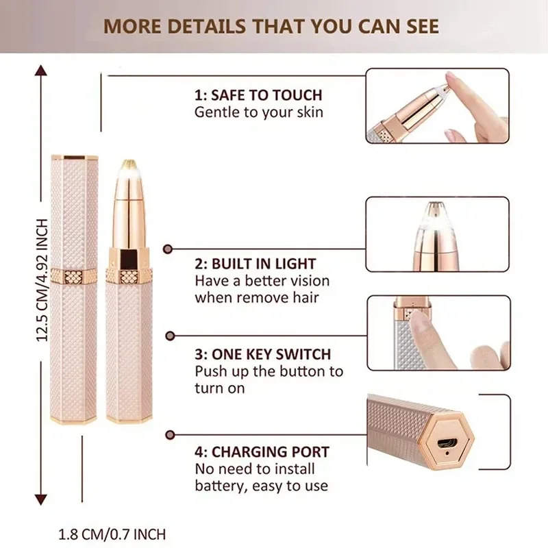 4 In 1 ไฟฟ้าEyebrow Trimmer USB Mini Body Eyeกําจัดขนบนใบหน้าแบบพกพาผู้หญิงไม่เจ็บปวดมีดโกนกําจัดขนเครื่องกําจัดขน