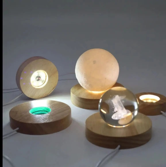 Base per lampada USB 3D Illusion Base per luce a led in legno Base per luce notturna 3D Base per lampada da tavolo Base per lampada in legno a LED in acrilico Bas