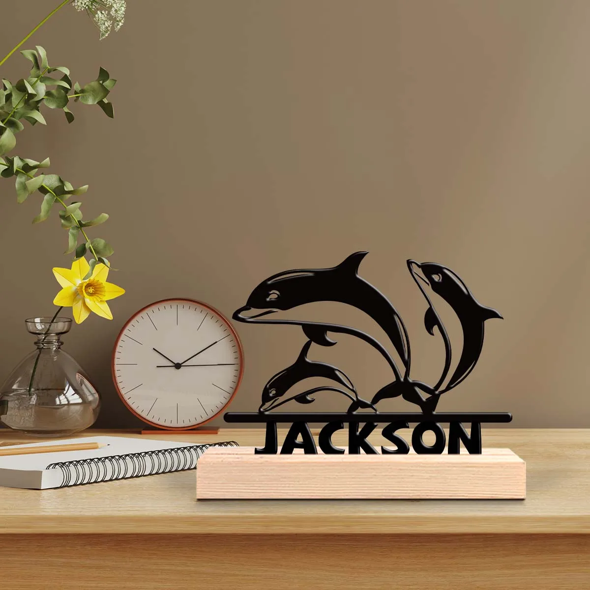 1pc Fashionable Personalized Custom Metal Statue Custom Name With Wooden Base Festival Ornaments and Decorations