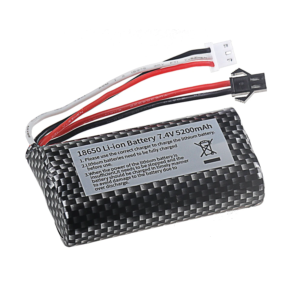 18650 7.4V 5200mAh Li-ion battery with Charger For WPL MN99S D90 U12A S033g Q1 H101 Rc Toys Cars Boats Cars Drones Accessories - view 6