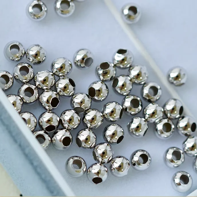 AU 750 18K Gold Loose Bead Ball Mountings Findings Jewelry Settings Accessories Parts for DIY Making Necklace Bracelet 10pcs/lot