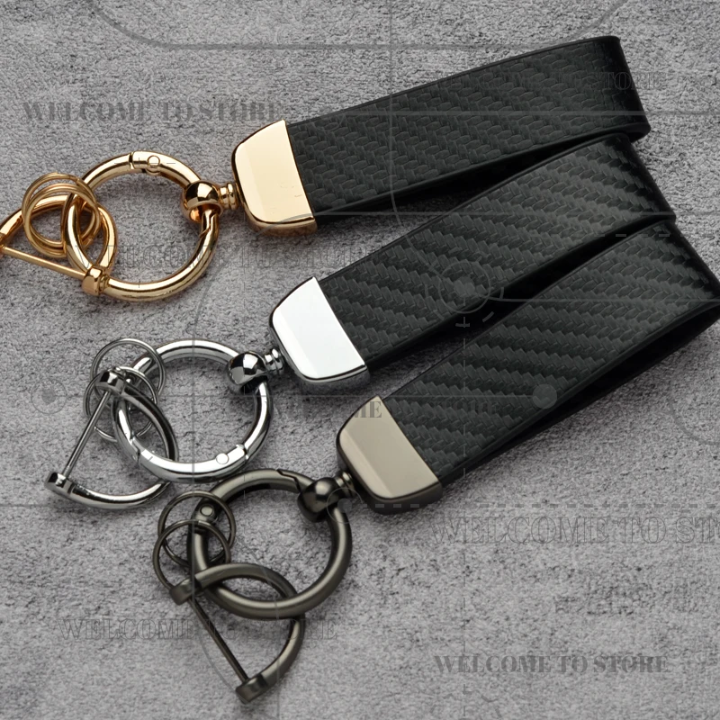 Carbon Fiber For Daihatsu Charade Luxio Terios Emblem Fashion Leather Keychain Men Women Car Key Ring Auto Accessories view 5