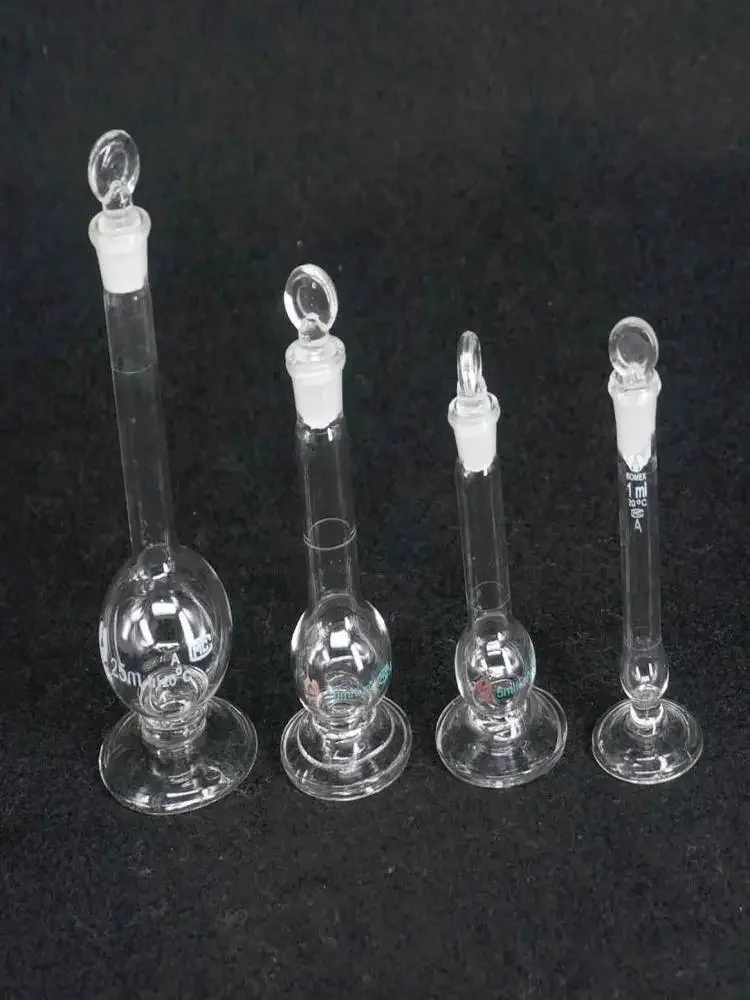 5 ml laboratorium kolby miarowej pomiaru ze szkła borokrzemianowego z korkiem i bazy — zdjęcie 2